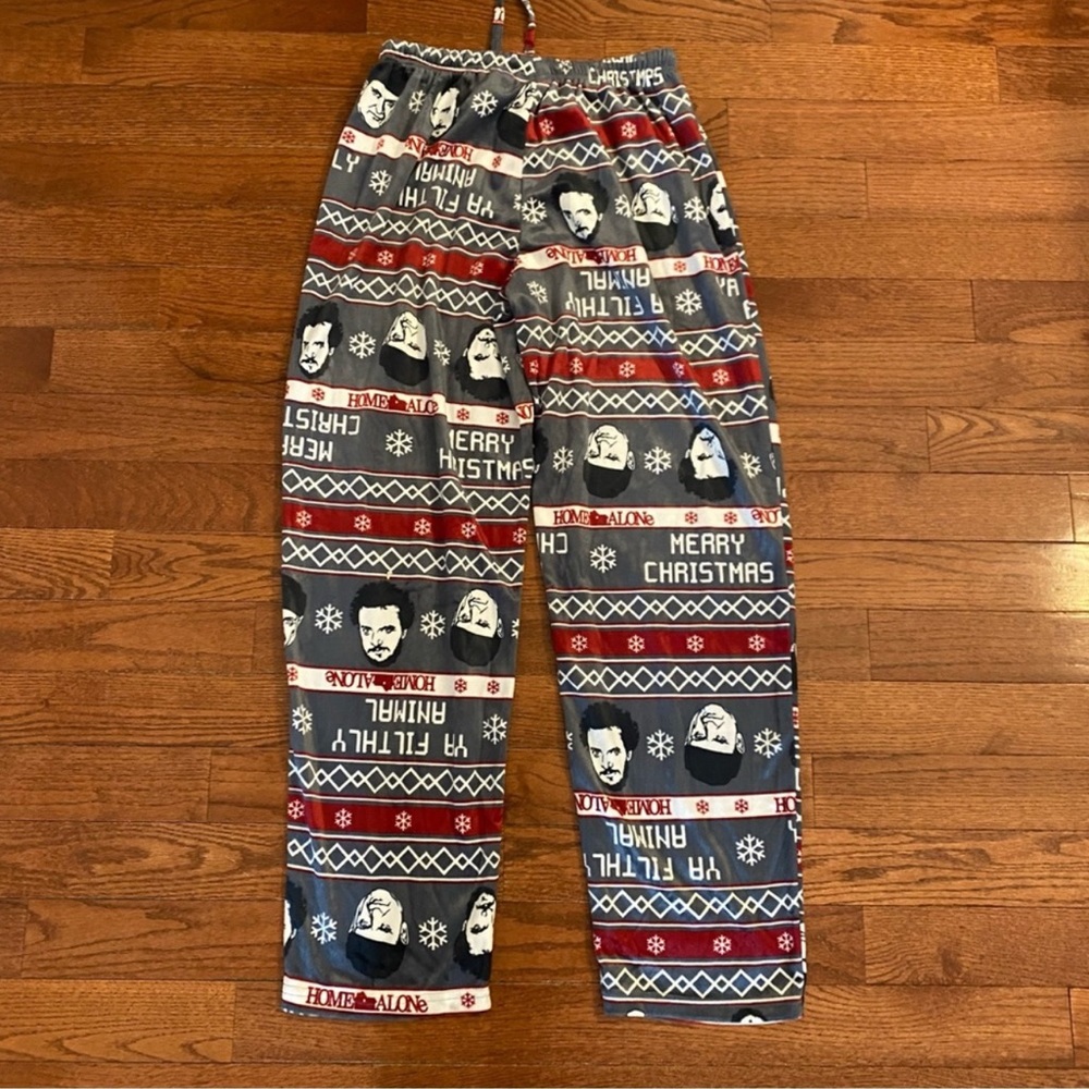 NEW Home Alone Filthy Animal Ugly Velour Sleep Pants Mens SZ Large in Grey - Picture 6 of 9